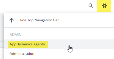 AppDynamics Agents menu