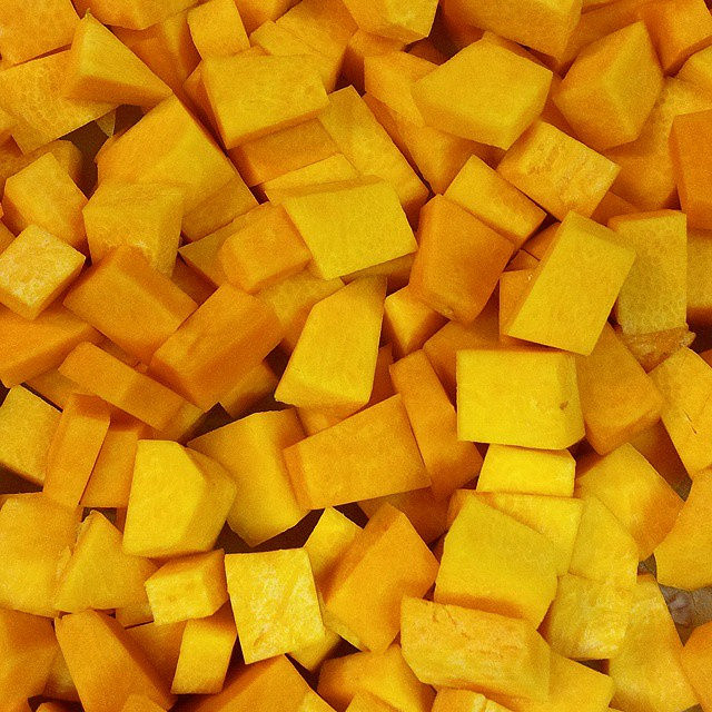 Diced pumpkin pieces