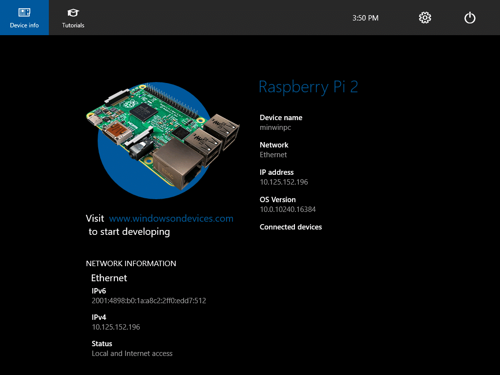 Default Windows 10 IoT startup app