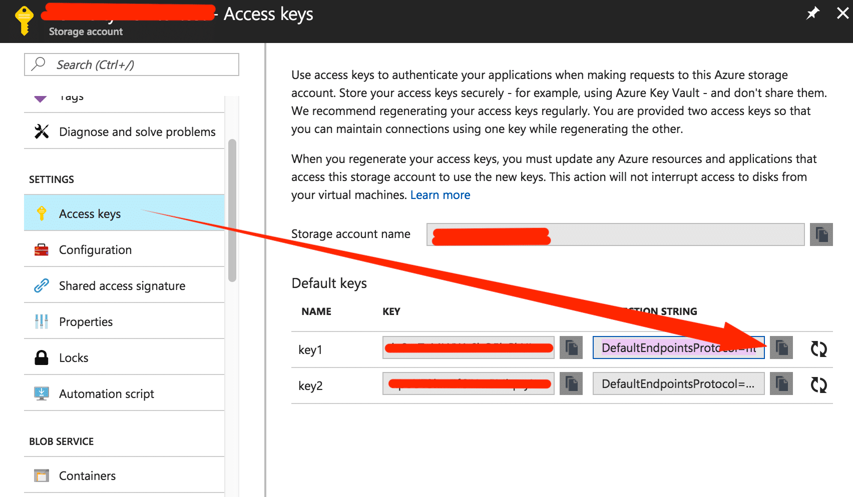 Obtain connection string