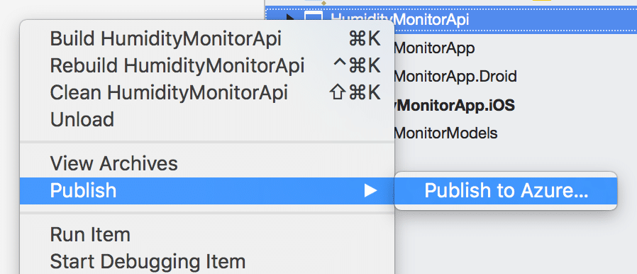 Right-click project and go to Publish > Publish to Azure